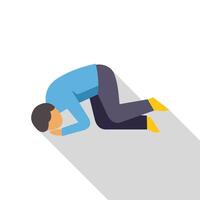 Depressed man lying face down on the floor with long shadow vector
