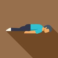 Man lying down on stomach feeling exhausted and defeated vector