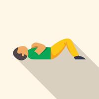 Man doing curl ups exercise on floor with long shadow vector