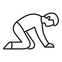 Man kneeling down starting position ready steady go icon vector
