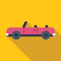 Pink cabriolet car with open roof on yellow background vector