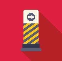 Striped traffic bollard showing one way direction with arrow sign vector