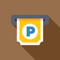 Parking ticket being inserted into machine, flat design icon with long shadow vector
