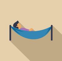 Man lying in blue hammock, enjoying rest and relaxation vector