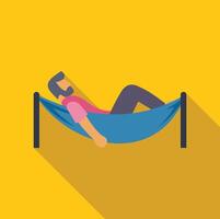 Bearded man relaxing in hammock on yellow background vector