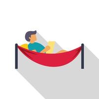 Man relaxing in hammock reading a book, enjoying leisure time vector