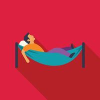 Man relaxing in hammock on red background vector
