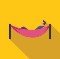 Man relaxing lying in hammock on yellow background vector