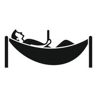 Man relaxing in hammock with mobile phone vector