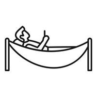 Man lying in hammock using mobile phone, enjoying summer vacation vector