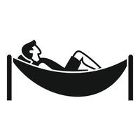 Man relaxing in hammock, enjoying peaceful rest outdoors vector