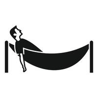 Man relaxing lying in hammock resting outdoors enjoying nature vector