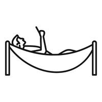 Man relaxing in hammock using smartphone on vacation vector