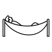 Line drawing of a person relaxing lying in hammock vector