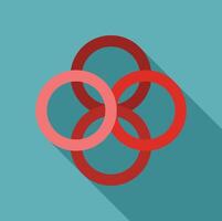 Interlocking red and pink circles creating visual harmony on turquoise background vector