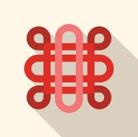 Chinese longevity knot forming a square with long shadow vector
