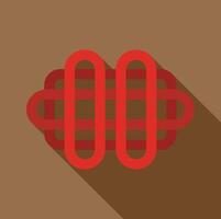 Red abstract lines intertwining creating modern symbol with long shadow vector