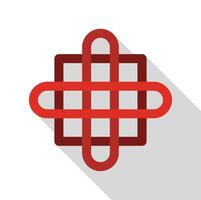 Red celtic knot forming cross shape with long shadow vector
