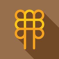 Intertwined golden lines forming abstract grid pattern with long shadow vector