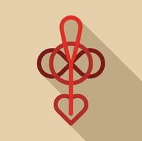 Red endless knot forming heart shape with long shadow vector