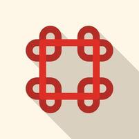 Red abstract geometric shape creating frame with long shadow vector