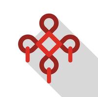 Chinese knot representing luck, prosperity and longevity with long shadow vector