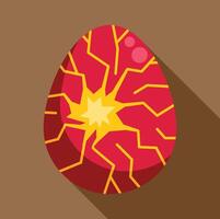 Hatching dragon egg with glowing cracks on brown background vector