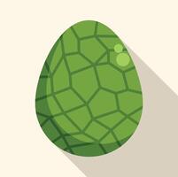 Green dragon egg with geometric pattern casting long shadow vector