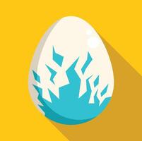 Dinosaur egg hatching with blue shell on yellow background vector