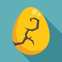 Golden egg cracking open on turquoise background vector