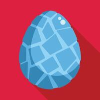 Blue dragon egg with mosaic pattern on red background vector