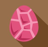 Pink dragon egg showing cracks with long shadow on brown background vector