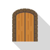 Arched wooden door setting with stone frame embraces rustic charm vector