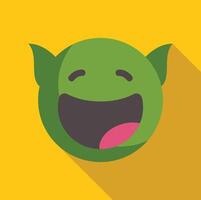 Green goblin emoji showing teeth while laughing out loud vector
