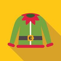 Christmas elf costume with red petal collar and belt on yellow background vector