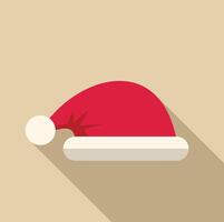 Red santa claus hat with long shadow creating festive atmosphere vector