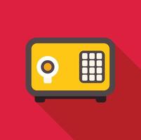 Yellow safe box with numeric keypad on red background illustrating security concept vector