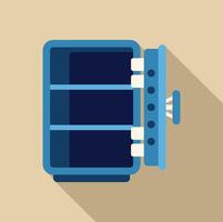 Open empty safe deposit box with combination lock and handle vector