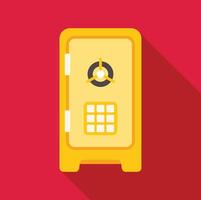 Yellow safe deposit box protecting valuables with combination lock vector