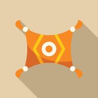 Magic carpet flying on beige background with long shadow vector