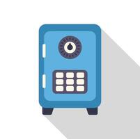 Blue safe box with combination lock and keypad protecting valuables vector