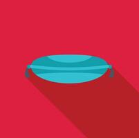 Turquoise rectangular pillow with tassels on red background vector