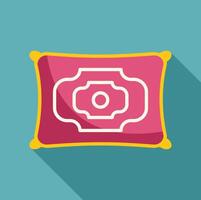 Pink rectangular pillow with golden border and white decoration vector