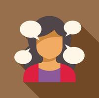 Woman thinking with empty speech bubbles representing thoughts and ideas vector