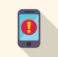Smartphone showing warning notification on screen, attention, caution, and alert symbol vector