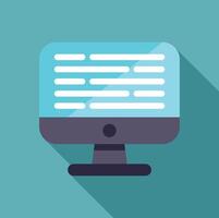 Desktop computer monitor displaying lines of code on turquoise background vector