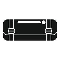 Rectangular pencil case with elastic straps securing contents vector