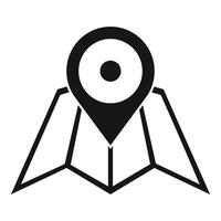 Black map pointer showing location on folded paper map vector