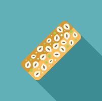 Pistachio and hazelnut nougat candy bar with long shadow vector
