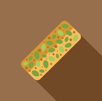 Pistachio and sesame paste turkish delight with long shadow on brown background vector